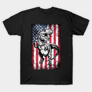 Patriotic T-Rex American Flag T-Shirt